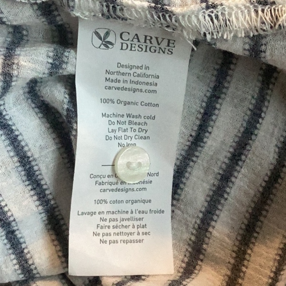Carve Designs Dylan horizontal stripe organic cotton Gauze Shirt size medium - Picture 8 of 10